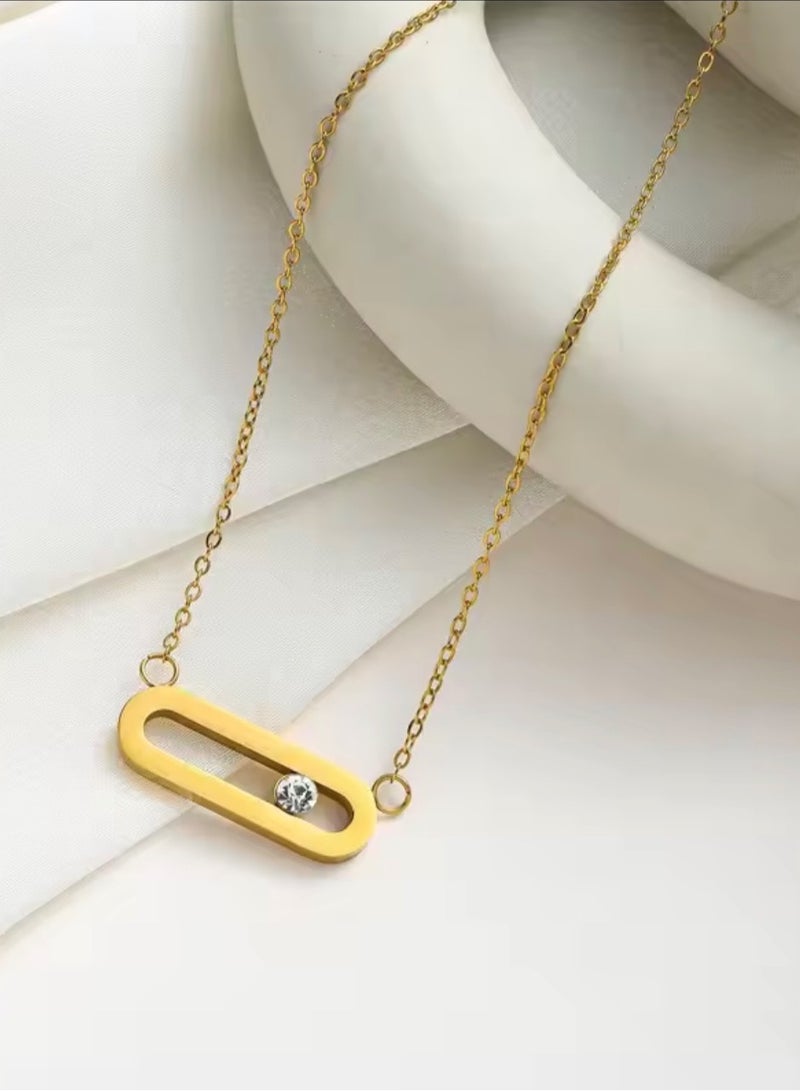 Elegance Trendy & High Quality Stainless Steel Gold Plated Necklace For Women - Image 2