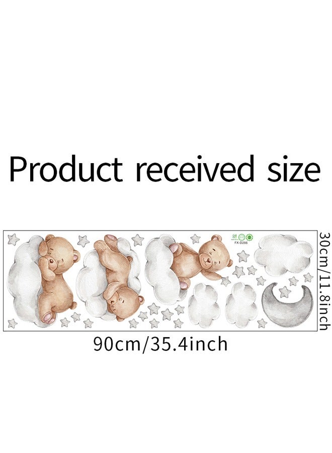 Cartoon Bear Clouds Moon Children's Bedroom Home Wall Decoration Wall Stickers - Image 3