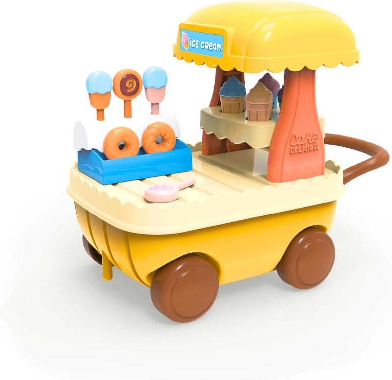 OLEOCA Family Dessert Ice Cream Cart Dollhouse Playset with Accessories Included - Image 1
