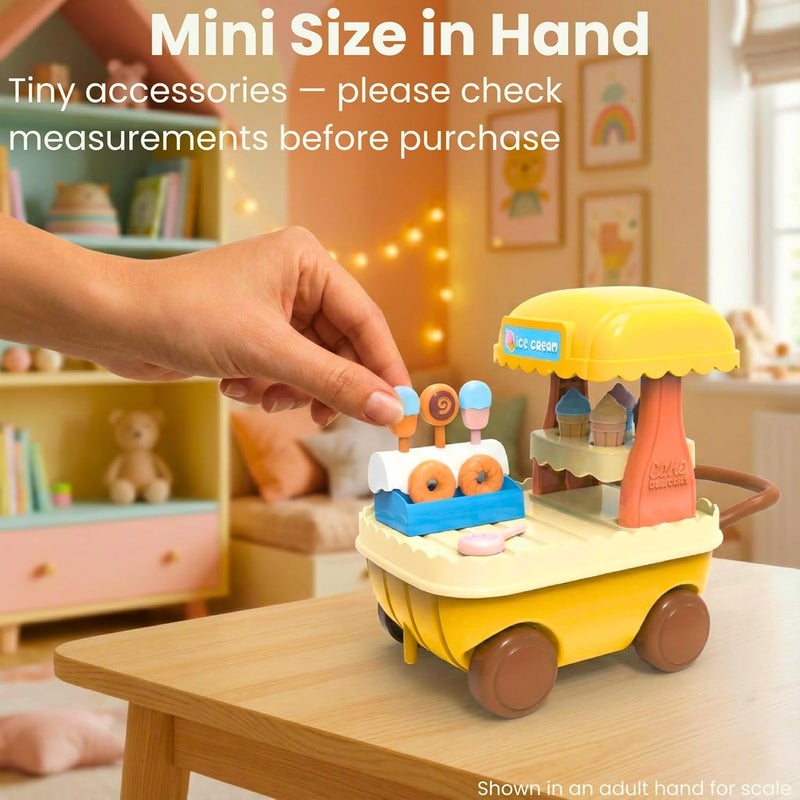 OLEOCA Family Dessert Ice Cream Cart Dollhouse Playset with Accessories Included - Image 2