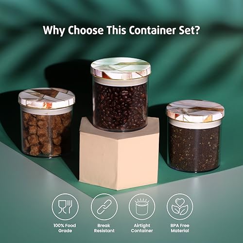 SELVEL Geometric Design Airtight Kitchen Storage Containers – Multiple Sets & Sizes (Ceramica, 600 ML) - Image 5