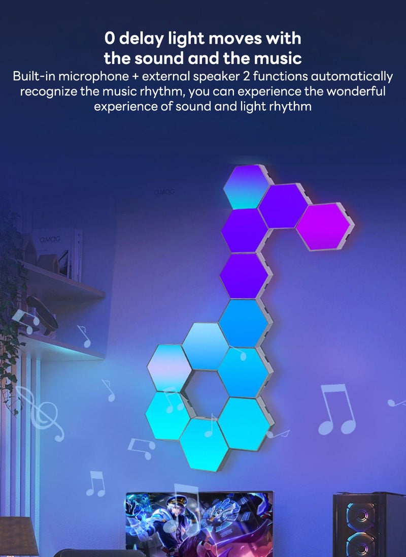 Sharpdo - RGB Hexagonal Atmosphere Quantum Light Background Light, DIY Free Splicing Light, App and Remote Control, Suitable for E-Sports Room Home Decoration, 6PCS /10PCS - Image 1