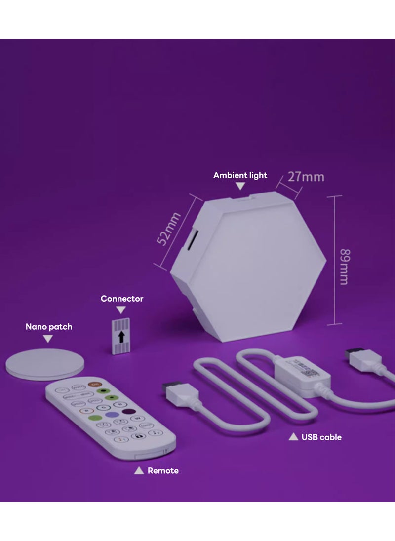 Sharpdo - RGB Hexagonal Atmosphere Quantum Light Background Light, DIY Free Splicing Light, App and Remote Control, Suitable for E-Sports Room Home Decoration, 6PCS /10PCS - Image 1