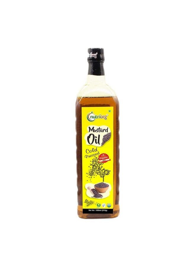 nutriorg Cold Pressed 100% Organic Mustard Oil 1 L ; Natural Filtration For Nutrients Retention ; Essential Cooking Purpose ; Unrefined ; Can Be Used For Hair & Skin  - Image 1