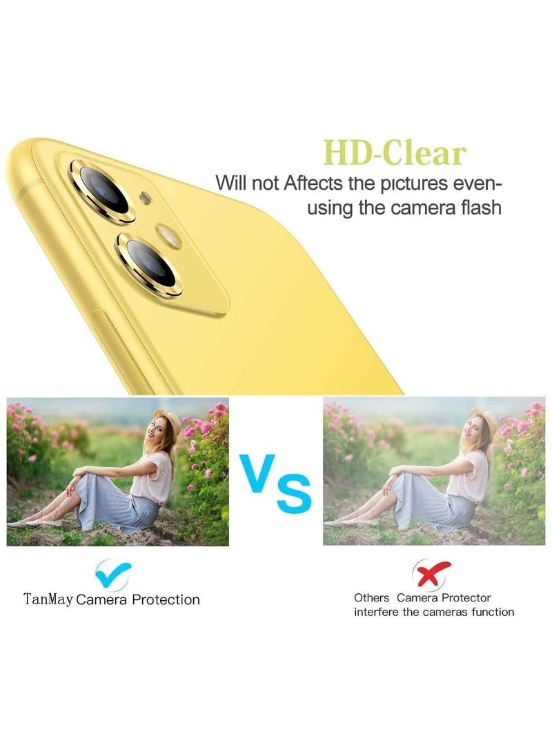 Generic - For iPhone 11 Metal Camera Lens Protector, Premium Tempered Glass Aluminum Alloy Lens Screen Cover Protector, (Yellow) - Image 1