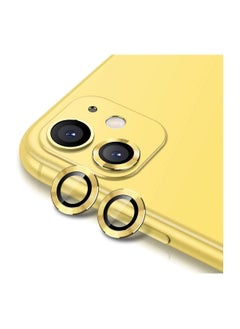For iPhone 11 Metal Camera Lens Protector, Premium Tempered Glass Aluminum Alloy Lens Screen Cover Protector, (Yellow)