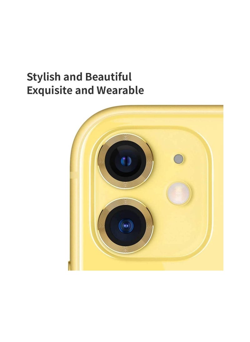 Generic - For iPhone 11 Metal Camera Lens Protector, Premium Tempered Glass Aluminum Alloy Lens Screen Cover Protector, (Yellow) - Image 1