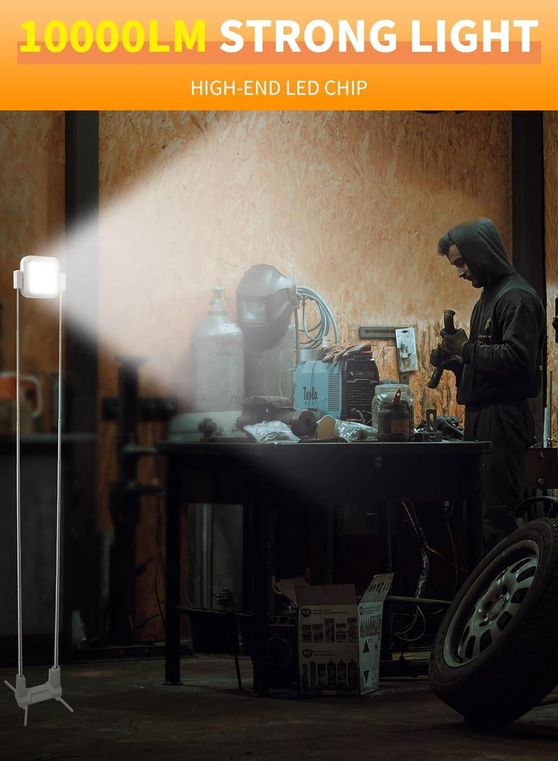 Solar Powered Light Super Bright Rechargeable Solar Working Lamp Lift Control and Power Display Camping Lamp (White) - Image 5