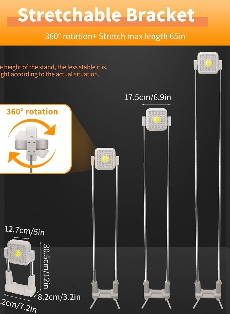 Solar Powered Light Super Bright Rechargeable Solar Working Lamp Lift Control and Power Display Camping Lamp (White) - Image 1