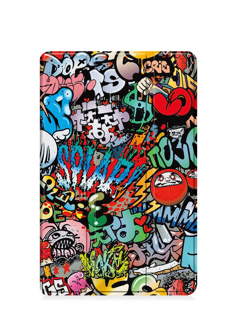 Case for Samsung Galaxy Tab A9 Plus 11" Tablet Ultra Slim Lightweight Stand Cover Case Premium Quality PU Leather Case Cover - Graffiti - Image 4