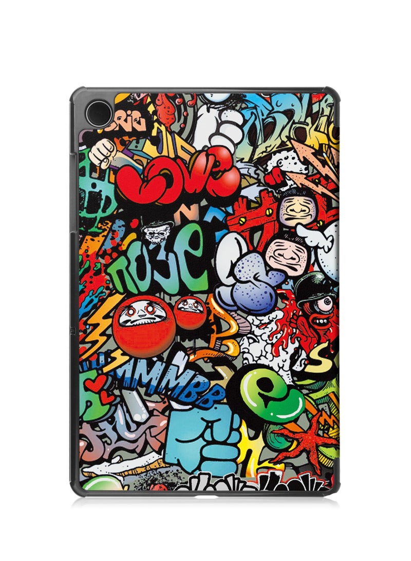 Case for Samsung Galaxy Tab A9 Plus 11" Tablet Ultra Slim Lightweight Stand Cover Case Premium Quality PU Leather Case Cover - Graffiti - Image 3