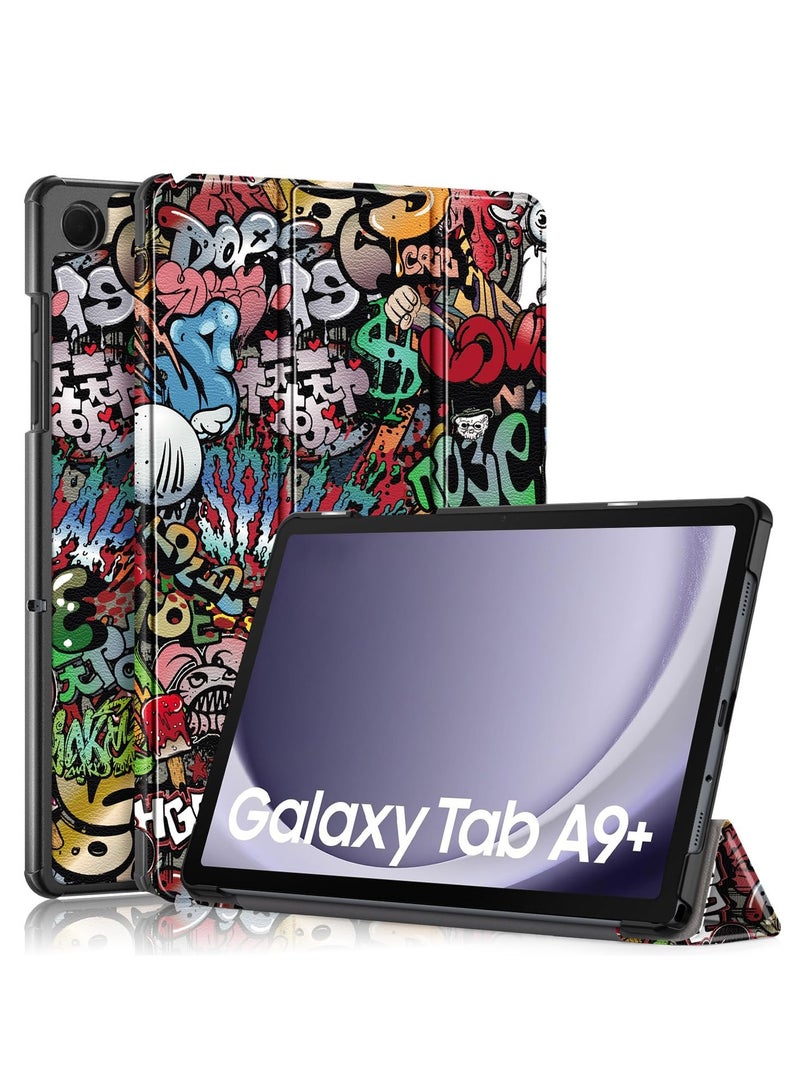 Case for Samsung Galaxy Tab A9 Plus 11" Tablet Ultra Slim Lightweight Stand Cover Case Premium Quality PU Leather Case Cover - Graffiti - Image 1