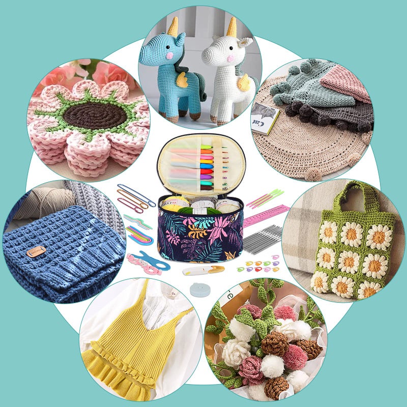 Aeelike Crochet Kit for Beginners Adults, Full Crochet Starter Set with Yarn, Include 9pcs Ergonomic Crochet Hooks 2.0-6.0 mm, 12pcs Lace Crochet Hooks 0.6-1.9 mm, Portable Crochet Hook Set with Case - Image 4