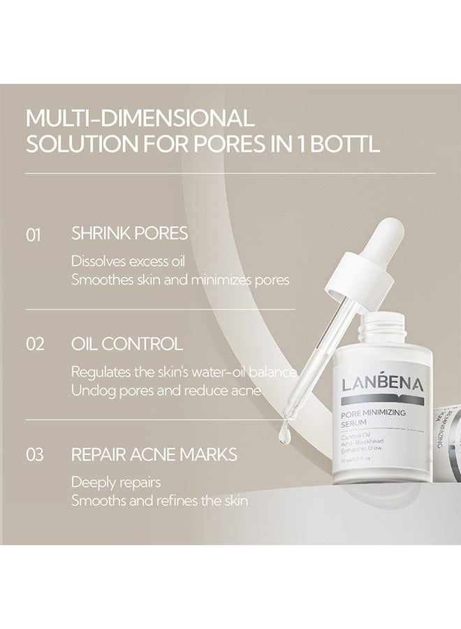 LANBENA Pore Minimizing Serum, Pore Skin Care Serum Facial Essence, Minimize Enlarged Pores, for Tightening Pores, Shrinking Pores + Relieving Dryness + Oil Control Firming + Moisturizing (New Packing) - Image 3
