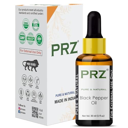 PRZ Black Pepper Essential Oil - Pure Natural Aromatherapy & Therapeutic Grade Oil for Skin Care & Hair Care, 30 ml - Image 2