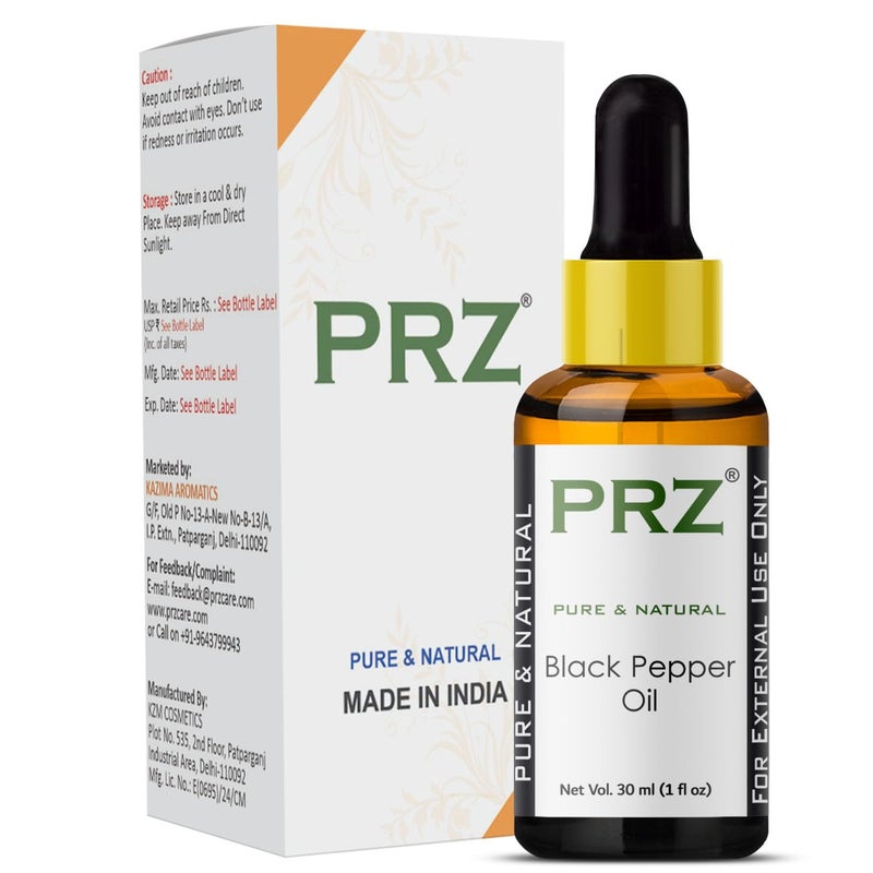 PRZ Black Pepper Essential Oil - Pure Natural Aromatherapy & Therapeutic Grade Oil for Skin Care & Hair Care, 30 ml - Image 4