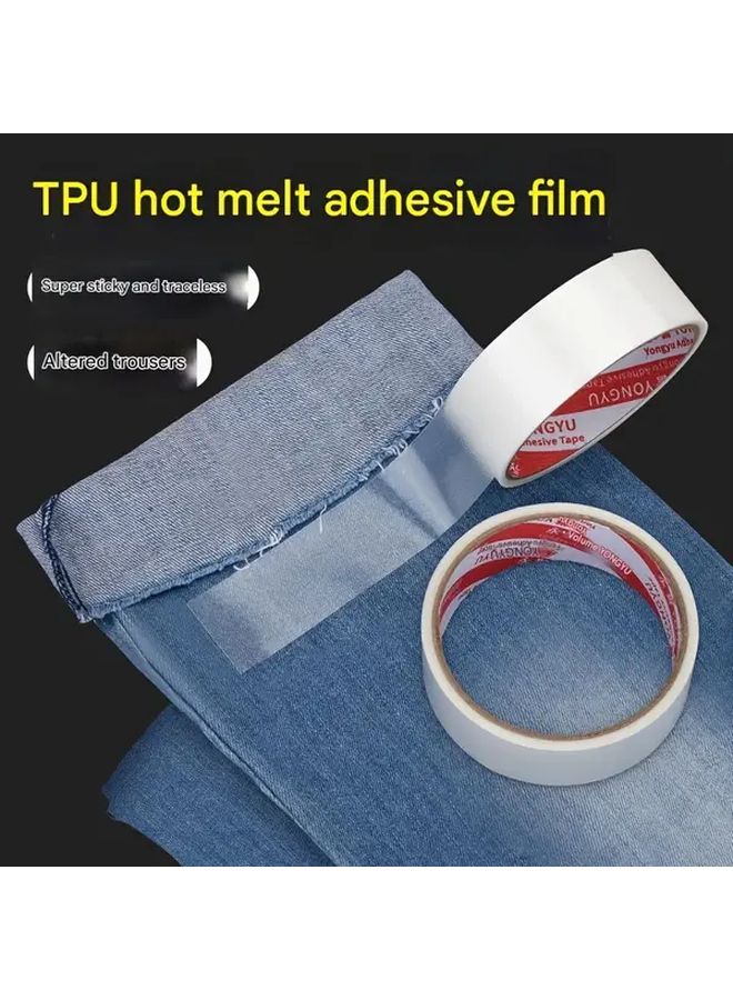 One Roll 196.9 Inch Self-Adhesive Elastic Hem Tape For Clothing Edges Iron On No Sew - Image 1