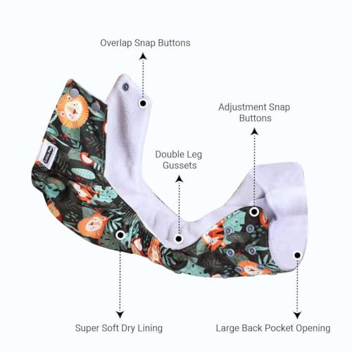 Little Pea Leak-Proof Free Size Cloth Diapers for 3 Months-3 Years—1 Adjustable Diaper Cover, 1 Absorbent Pad (Fits 5Kg-18kg), Washable, Reusable, Rash-Free with 6-Hour Absorbency, Pack of 1 - Image 3