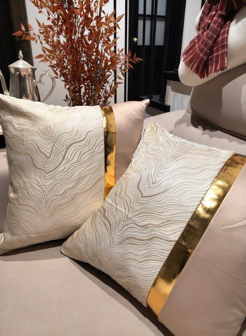 Pack of 2, noble golden dune pattern Decorative Square Throw Pillow Cover Cushion Covers Pillowcase, Home Decorations for Sofa Couch Bed Chair 18x18 Inch/45x45 cm - Image 1