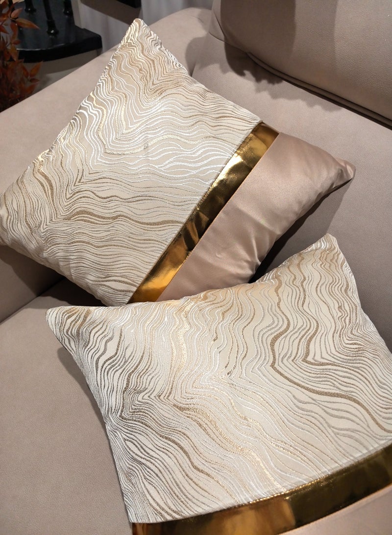 Pack of 2, noble golden dune pattern Decorative Square Throw Pillow Cover Cushion Covers Pillowcase, Home Decorations for Sofa Couch Bed Chair 18x18 Inch/45x45 cm - Image 2