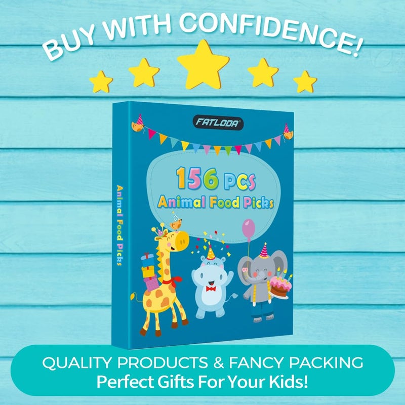 FATLODA 156PCS Animal Food Picks for Kids Bento Box Accessories, FATLODA Fun Kid Food Picks, Cute Fruit Toothpicks for Kids Lunch Accessories, Reusable Lunchbox Pick for Kid Toddler - Image 3