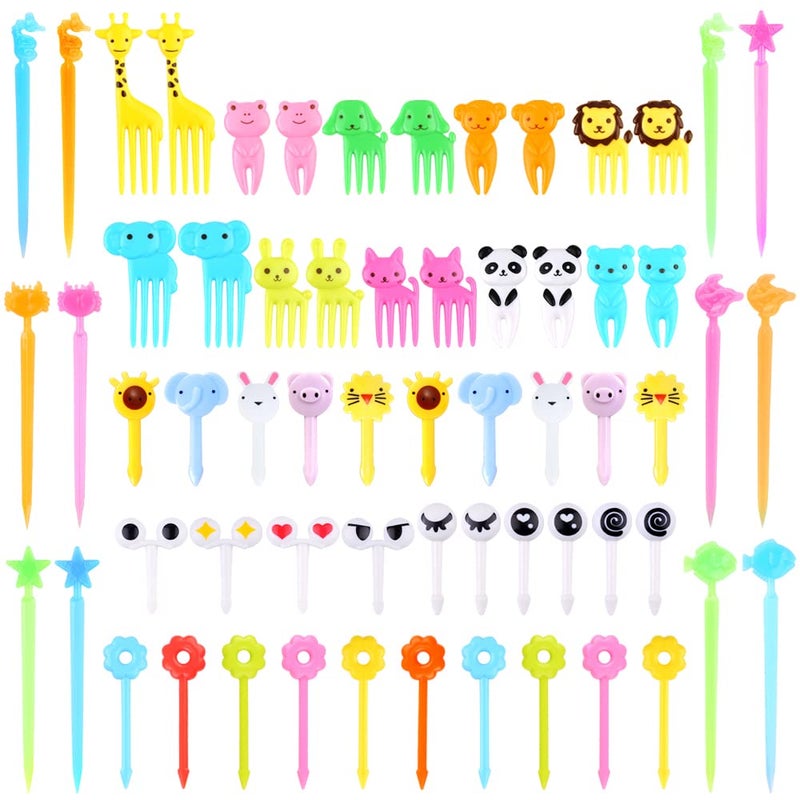 FATLODA 156PCS Animal Food Picks for Kids Bento Box Accessories, FATLODA Fun Kid Food Picks, Cute Fruit Toothpicks for Kids Lunch Accessories, Reusable Lunchbox Pick for Kid Toddler - Image 1