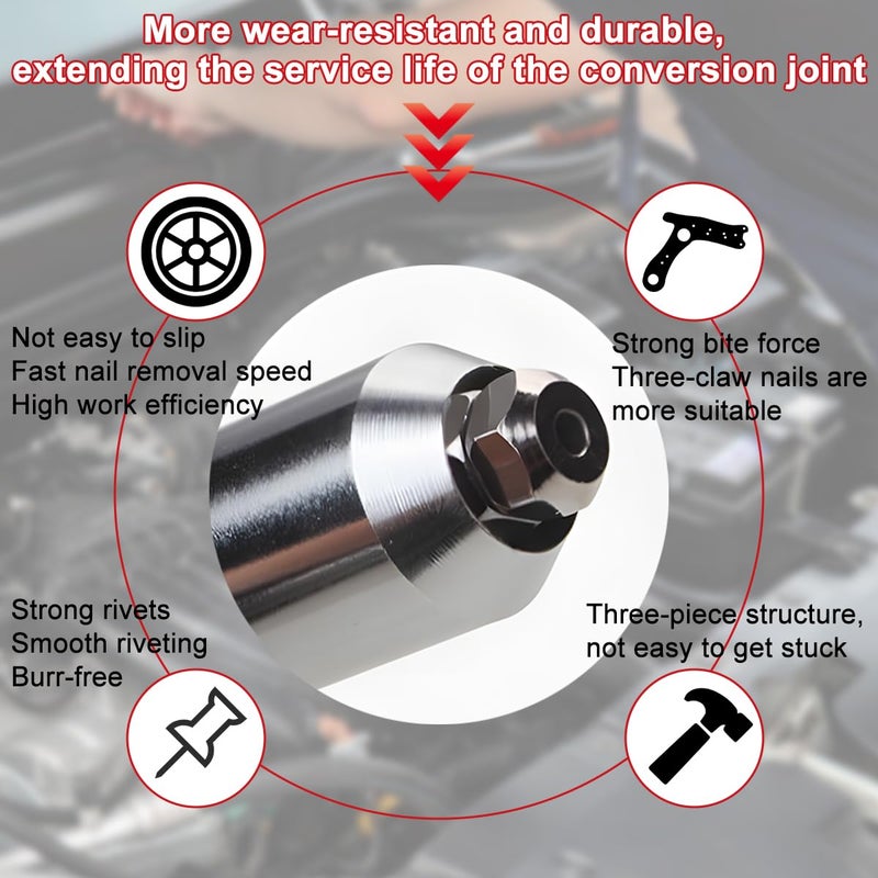 Sandfren Car Rivet Gun Adapter, Alloy Steel Riveter Gun Adapter Kit with Handle Grip & 4 Rivet Head for Cordless Electric Power Drill, Pop Riveting Nut Tool Drill Attachment, Universal Fit - Image 3