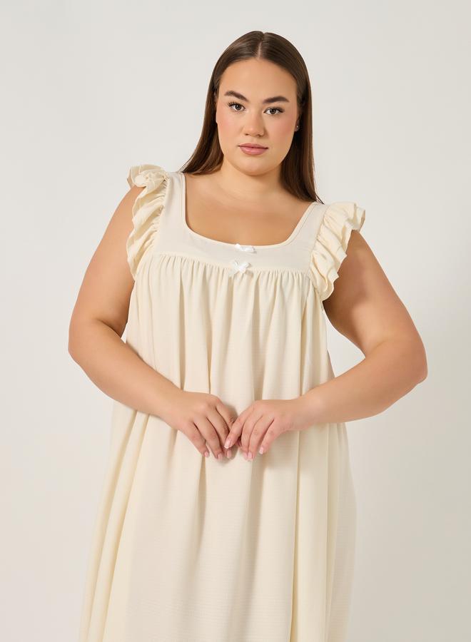 Styli Plus Size Ruffle Hem Sleeveless Sleep Night Dress  - Image 2