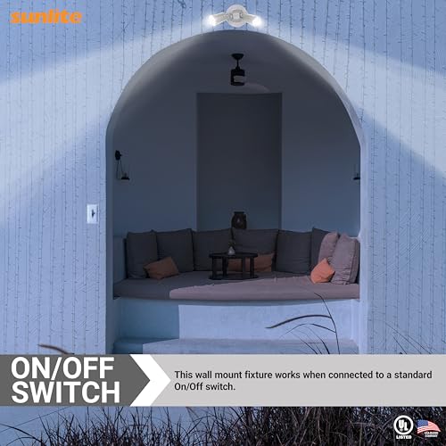 Sunlite 04918 Two Lamp Wall Mount Floodlight Industrial Fixture, 60 Watts Max, 2 Medium Base Sockets (E26), 120 Volts, Outdoor, UL Listed, for Carport, Garage & Entryways - Image 4