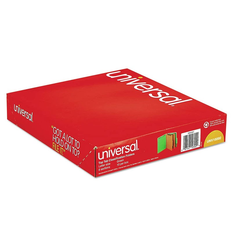 Universal 10302 Pressboard Classification Folders, Letter, Six-Section, Emerald Green (Box of 10) - Image 4