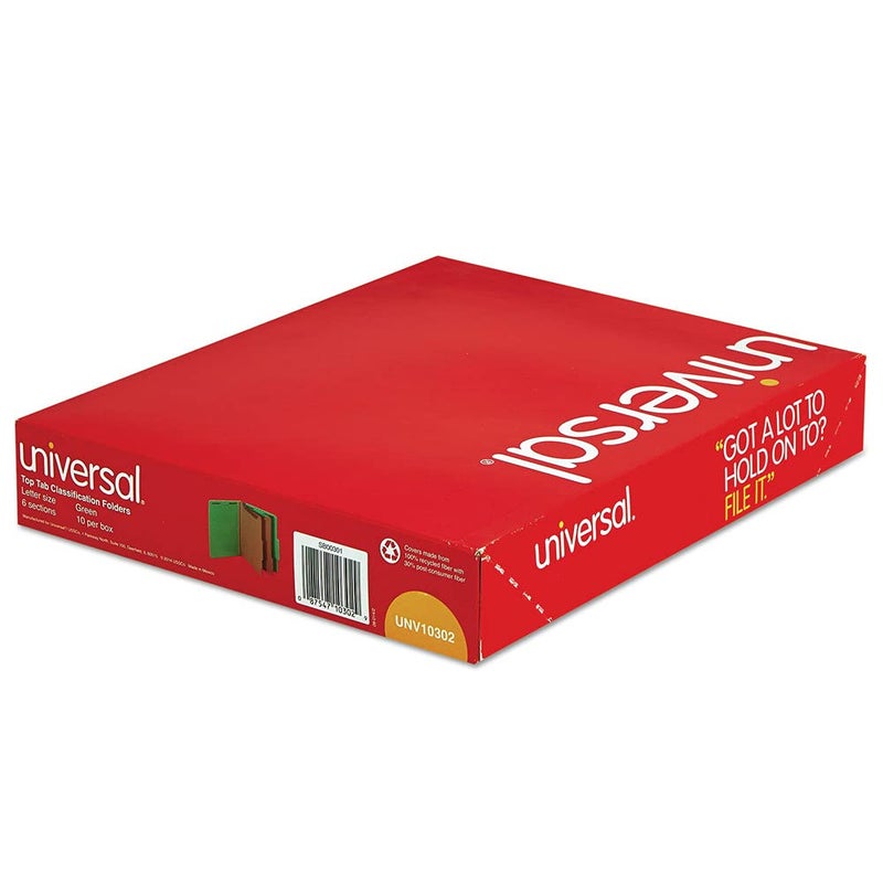 Universal 10302 Pressboard Classification Folders, Letter, Six-Section, Emerald Green (Box of 10) - Image 5