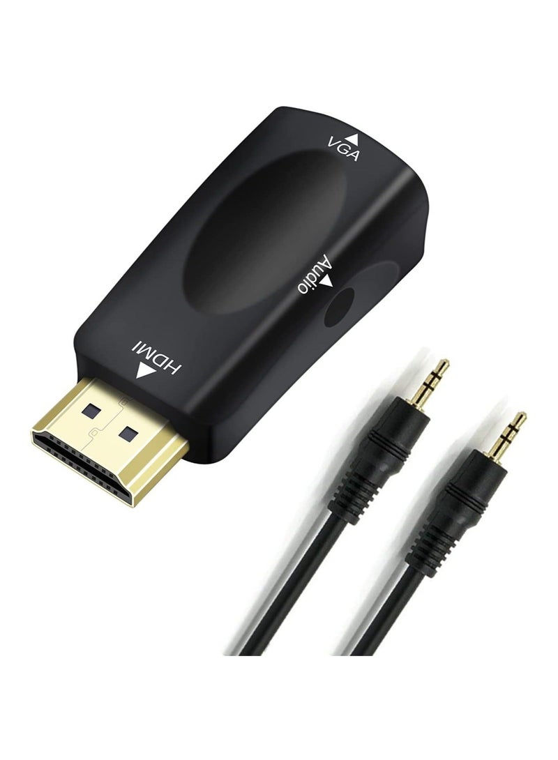 Captaintech HDMI to VGA Adapter, Computer Monitor with 3.5mm Audio Jack, for Computer, Desktop, Laptop, PC, Monitor, Projector, HDTV, Chromebook (Male HDMI Input, Female VGA Output) - Image 1