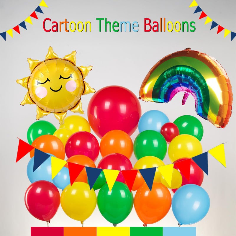 yeewaka Sesame Friends party decorations Kit with cartoon Theme primary color Balloon and ABC123 Box brick wall birthday backdrop for kid birthday Kindergarten pre k back to school supplies - Image 5