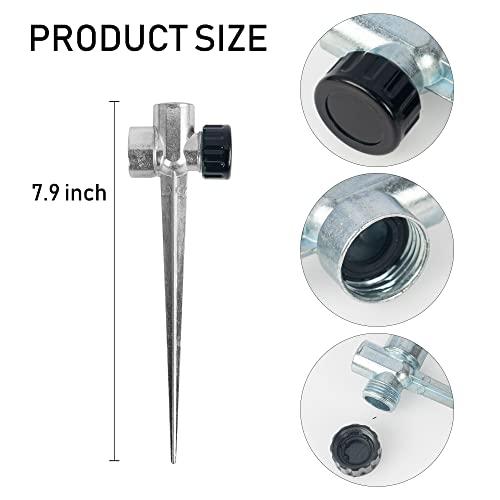Hourleey 4 Pack 1/2 inch Zinc Alloy Lawn Sprinkler Spike Base, Water Flow Thru Sprinkler for Yard, Lawn, Garden and Grass Irrigation - Image 2