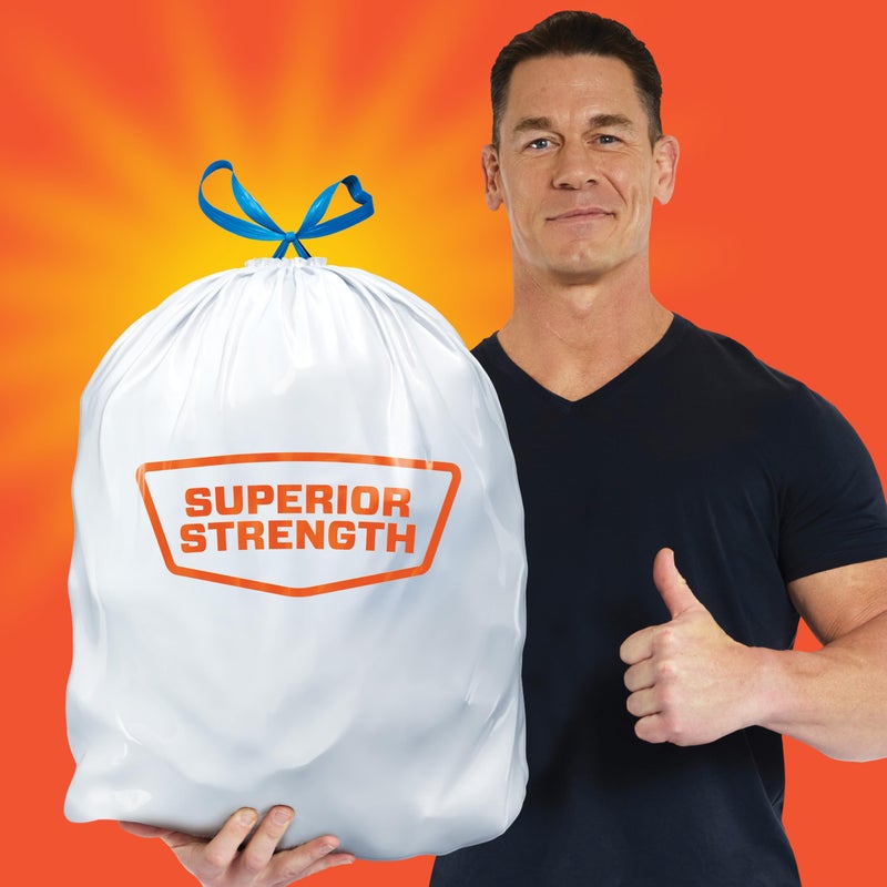 Hefty Strong White 13 Gallon Trash Bags with Drawstrings, Unscented Tall Kitchen Trash Bags, Resists Leaks, Punctures, and Tears, Durable Closure, 120 Ct. - Image 4