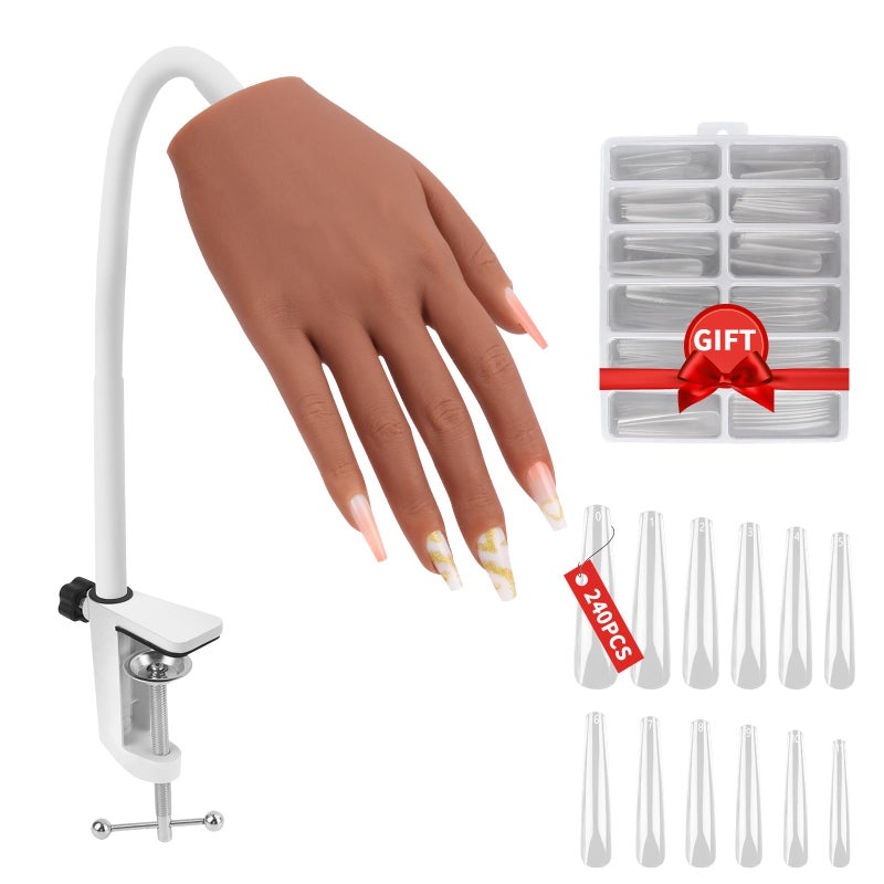 LIONVISON Practice Hand for Acrylic Nails Silicone Nail Hand Practice Flexible Fingers Fake Training Hand False Mannequin Hands for Nail Practice Hand Model Kit for Nail Supplies Manicure Beginners