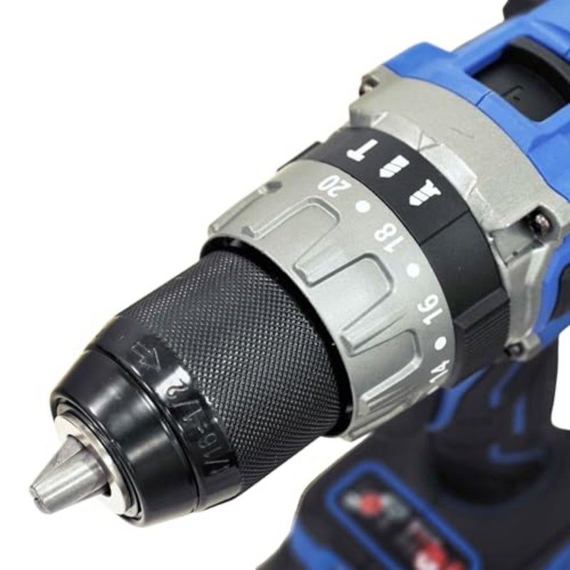 20V Brushless Impact Drill with 2x2.0Ah Batteries and Charger, 13mm Metal Chuck, 85Nm Torque, Turbo Mode, LED Light, Suitable for for Wood Metal Masonry, Blue, VP1106-2A - Image 4