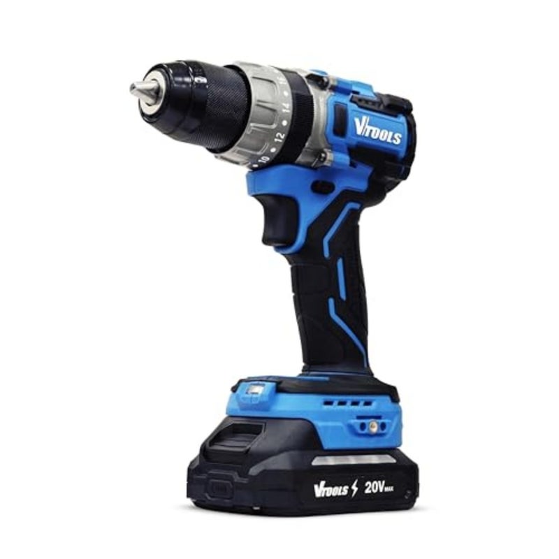20V Brushless Impact Drill with 2x2.0Ah Batteries and Charger, 13mm Metal Chuck, 85Nm Torque, Turbo Mode, LED Light, Suitable for for Wood Metal Masonry, Blue, VP1106-2A - Image 2
