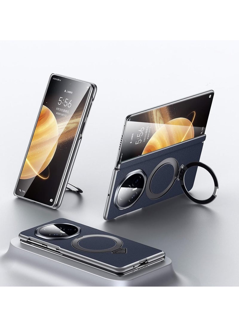 عام غطاء جلدي متوافق مع Honor Magic V3، مزود بجاذبية مغناطيسية مدمجة، مع حاملة قابلة للتعديل والدوران، ووصلة مفصلية مغطاة بالكامل، يدعم الشحن اللاسلكي.