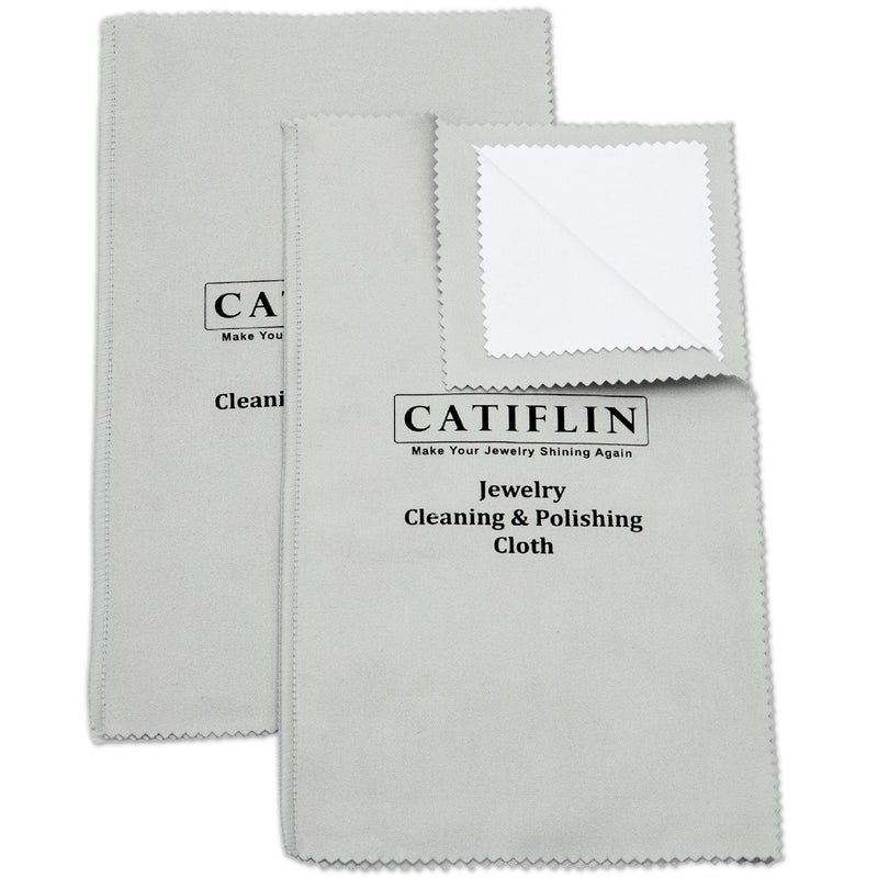CATIFLIN 2pcs Multi-Layer Jewelry Cleaning Cloth, Large Silver Polishing Cloth, 100% Cotton Jewelry Polishing Cloths for Gold, Silver and Platinum Jewelry (Light Gray, 10 "X12) - Image 1