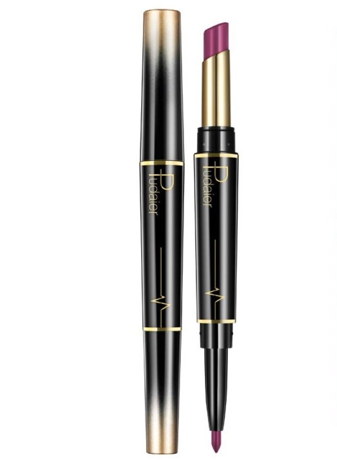 SKY-TOUCH Double Head Matte Lipstick + Lip Liner Pen Set 2 In 1 One Step Lips Makeup Waterproof Long Lasting Lipstick Durable Nude Velvet Lipstick Pen,One Size 08#  - Image 2