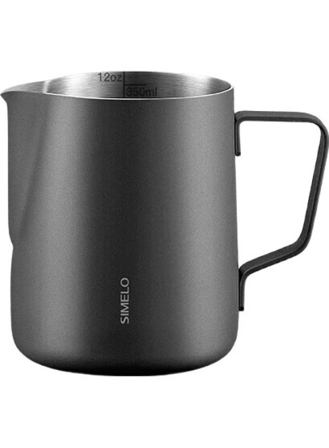 Simelo Coffee Cup Latte Art Pitcher, Coffee Latte Art Cup, 304 Stainless Steel Milk Froth Cup, 350Ml, Black Flagship Version - Image 2