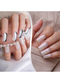 Prettydiva Pearl Chrome Nail Powder - 4 Colors Pearl Moonlight Chrome Nail Powder, White Chrome Powders Manicure For Glazed Donut Nails