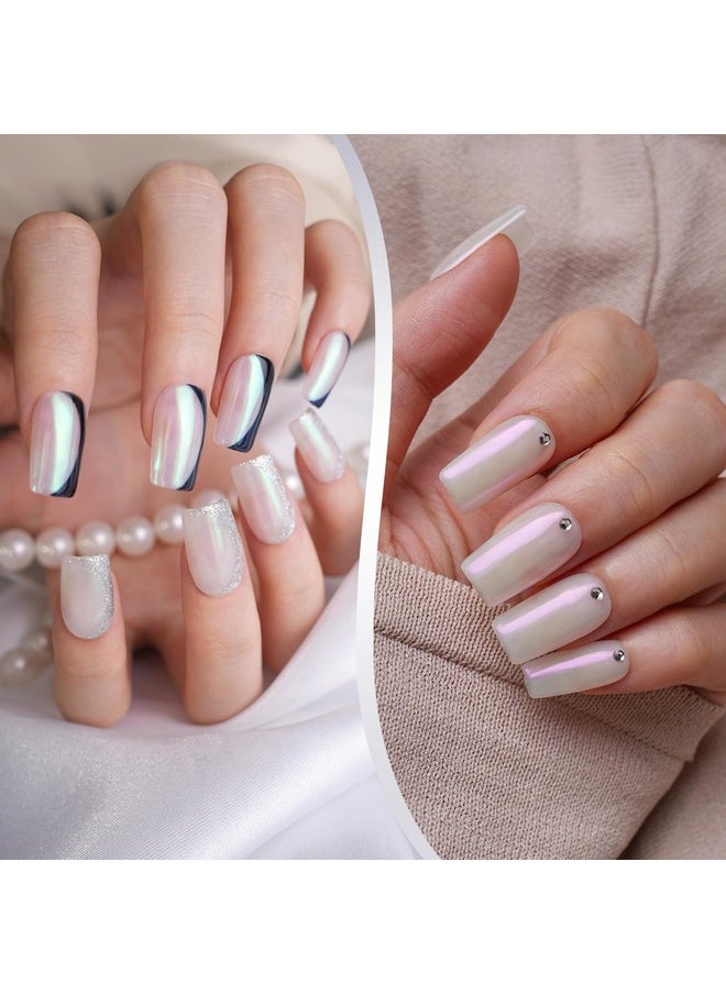 Pretty Diva - Prettydiva Pearl Chrome Nail Powder - 4 Colors Pearl Moonlight Chrome Nail Powder, White Chrome Powders Manicure For Glazed Donut Nails - Image 1