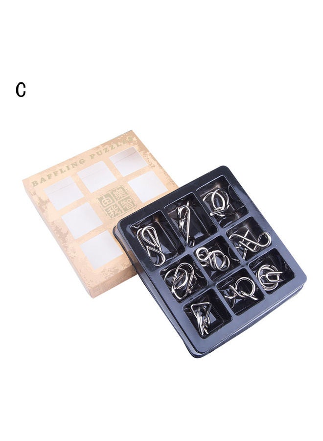 NIBEMINENT 9-Piece Metal Wire IQ Brain Teaser Puzzles Set - Image 1