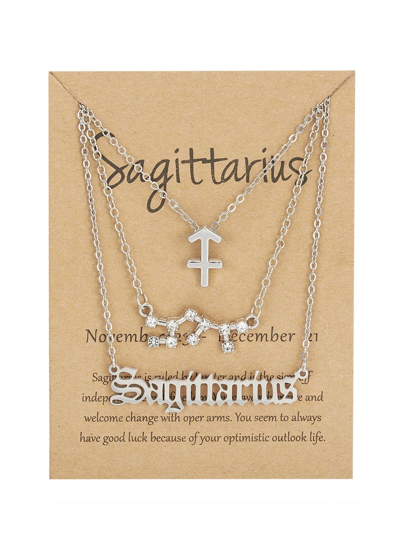 Goolsky Bestseller 3-Layer Zodiac Necklace Set – Vintage Celestial Charms & Gothic Letters, Horoscope Jewelry for Women