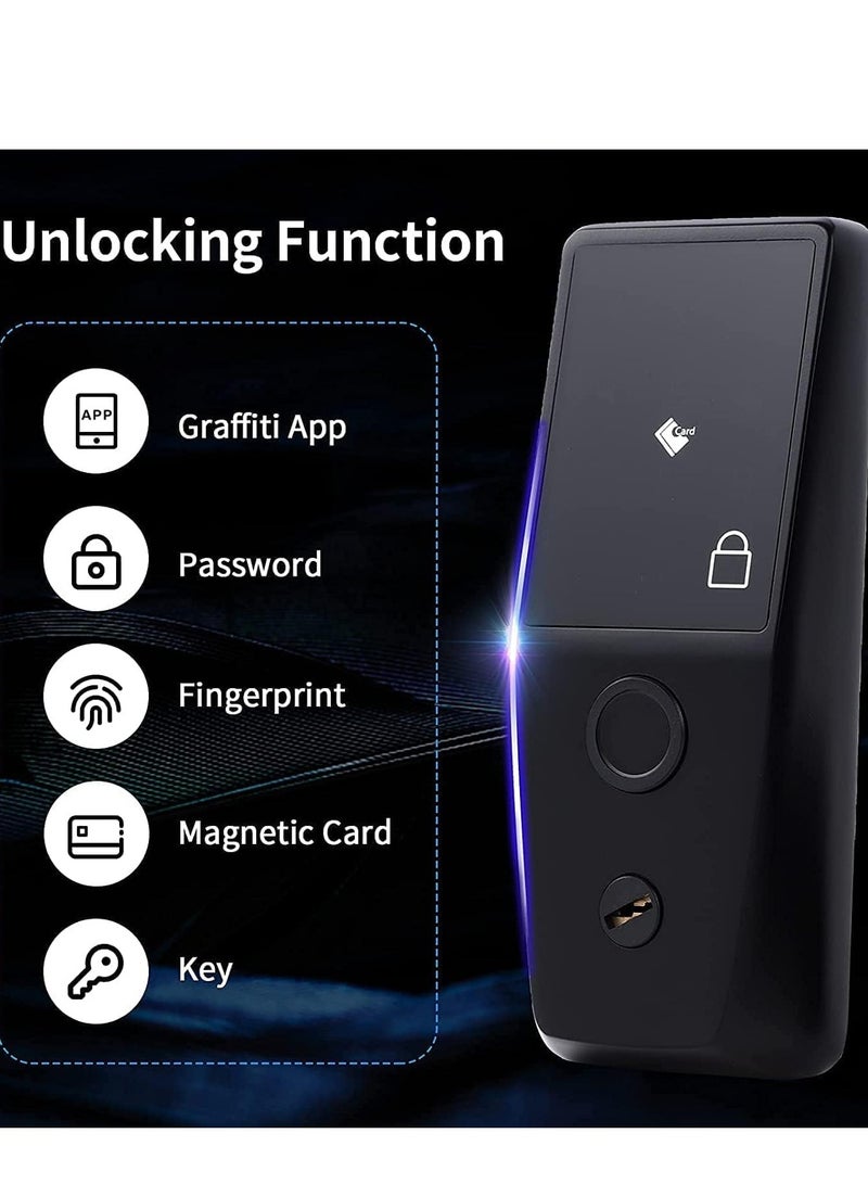 Fingerprint Biometric Keypad Door Lock - Keyless Entry Lock, Support Fingerprint,Key Unlock, Knob, for Residential Front Door, Apartment, Bedroom and Office (Mute Black) - Image 5