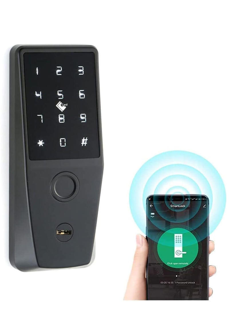 Fingerprint Biometric Keypad Door Lock - Keyless Entry Lock, Support Fingerprint,Key Unlock, Knob, for Residential Front Door, Apartment, Bedroom and Office (Mute Black) - Image 1
