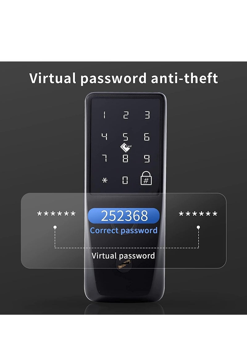 Fingerprint Biometric Keypad Door Lock - Keyless Entry Lock, Support Fingerprint,Key Unlock, Knob, for Residential Front Door, Apartment, Bedroom and Office (Mute Black) - Image 2