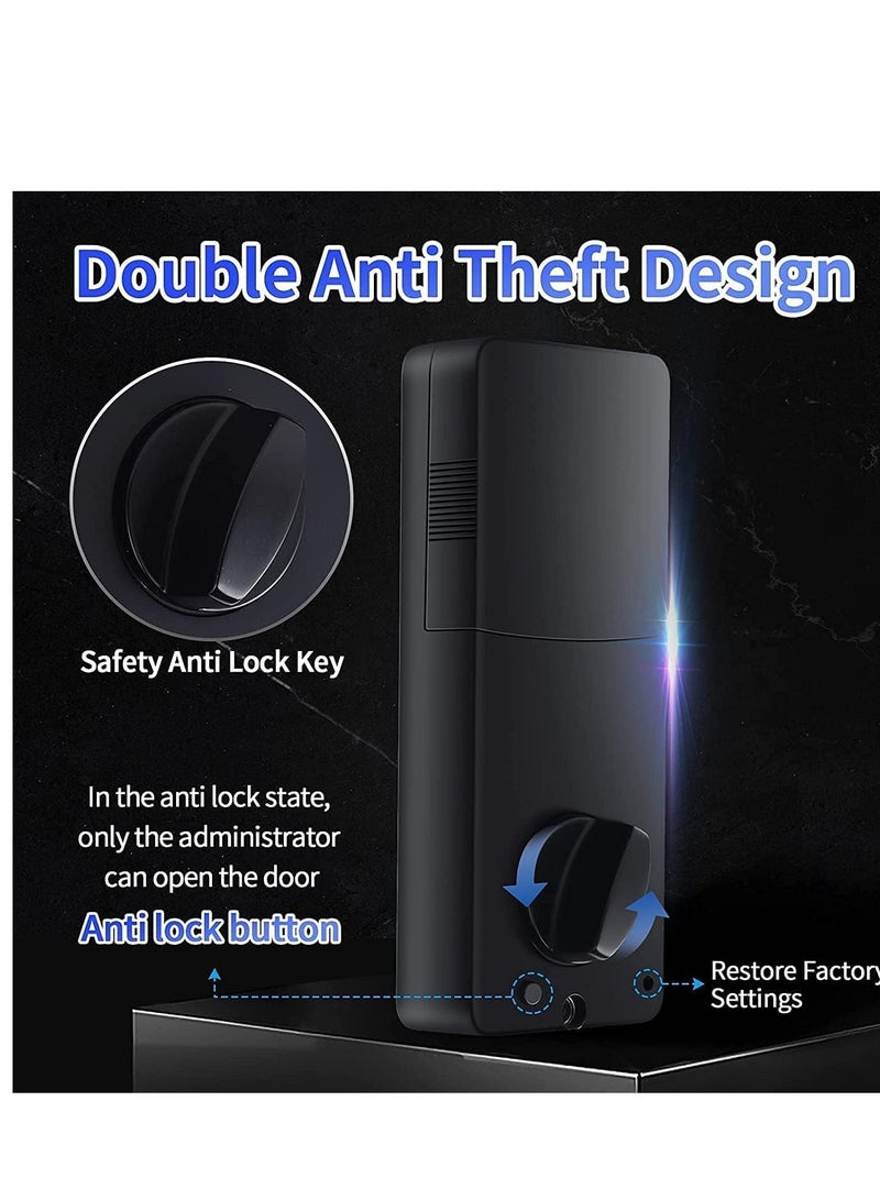 Fingerprint Biometric Keypad Door Lock - Keyless Entry Lock, Support Fingerprint,Key Unlock, Knob, for Residential Front Door, Apartment, Bedroom and Office (Mute Black) - Image 4